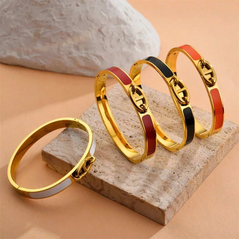 Bracelet jonc minimaliste émaillé - Harmonia Ibiza