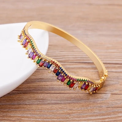 Bracelet jonc zircons empilable – modèle 8