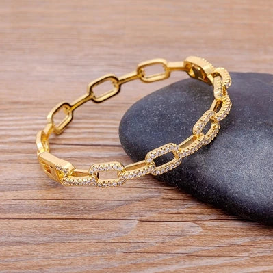 Bracelet jonc zircons empilable – modèle 3