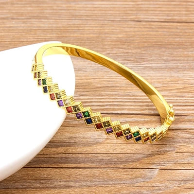 Bracelet jonc zircons empilable – modèle 14