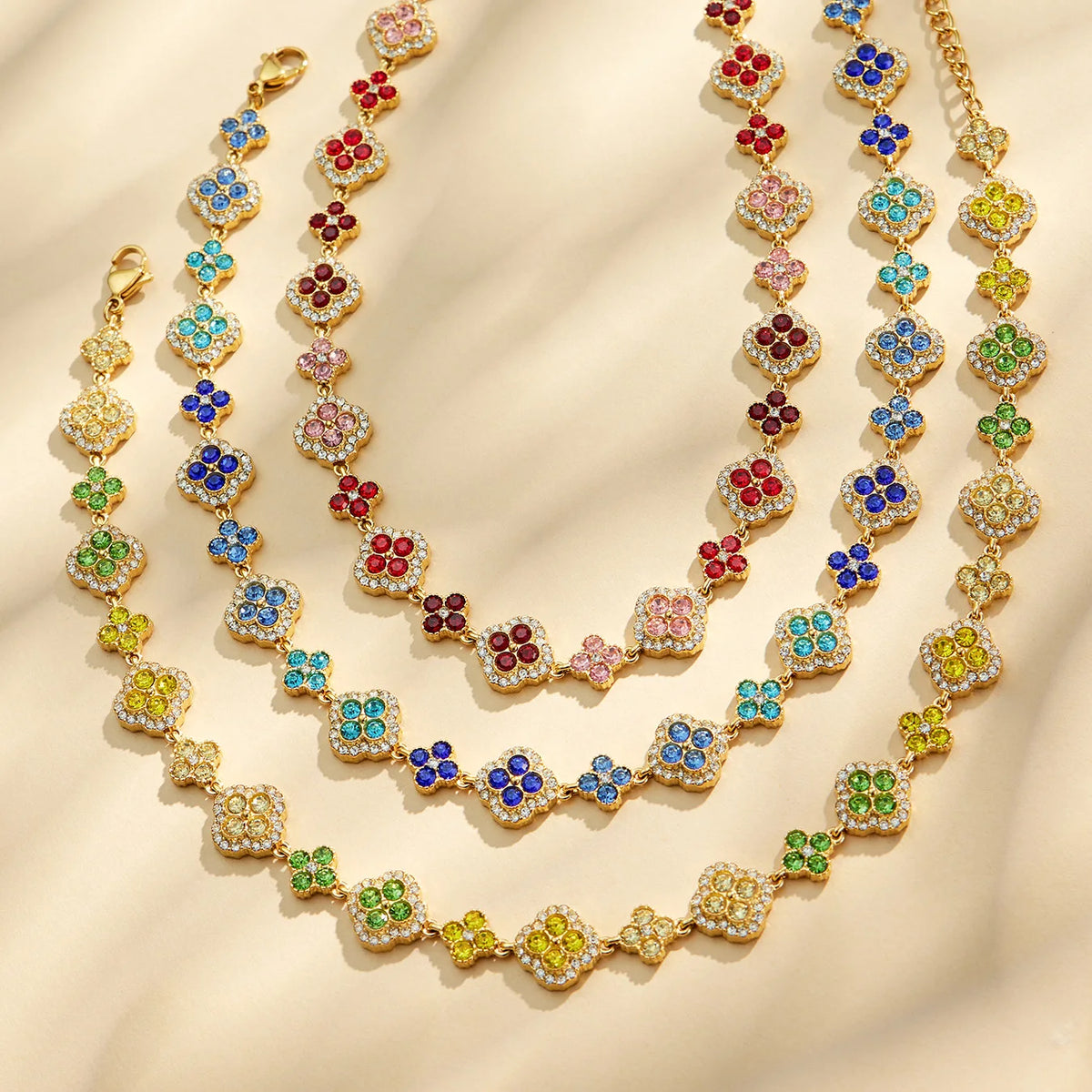 Parure zircons multicolores – vue 5