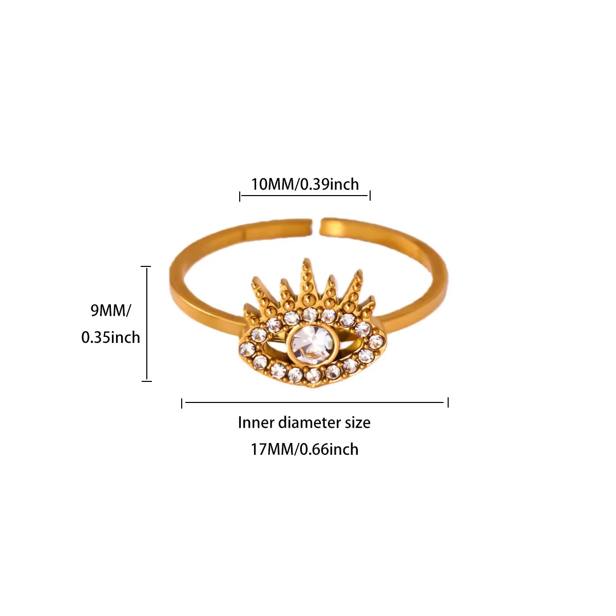 Bague œil protecteur acier inoxydable ajustable - Harmonia Ibiza