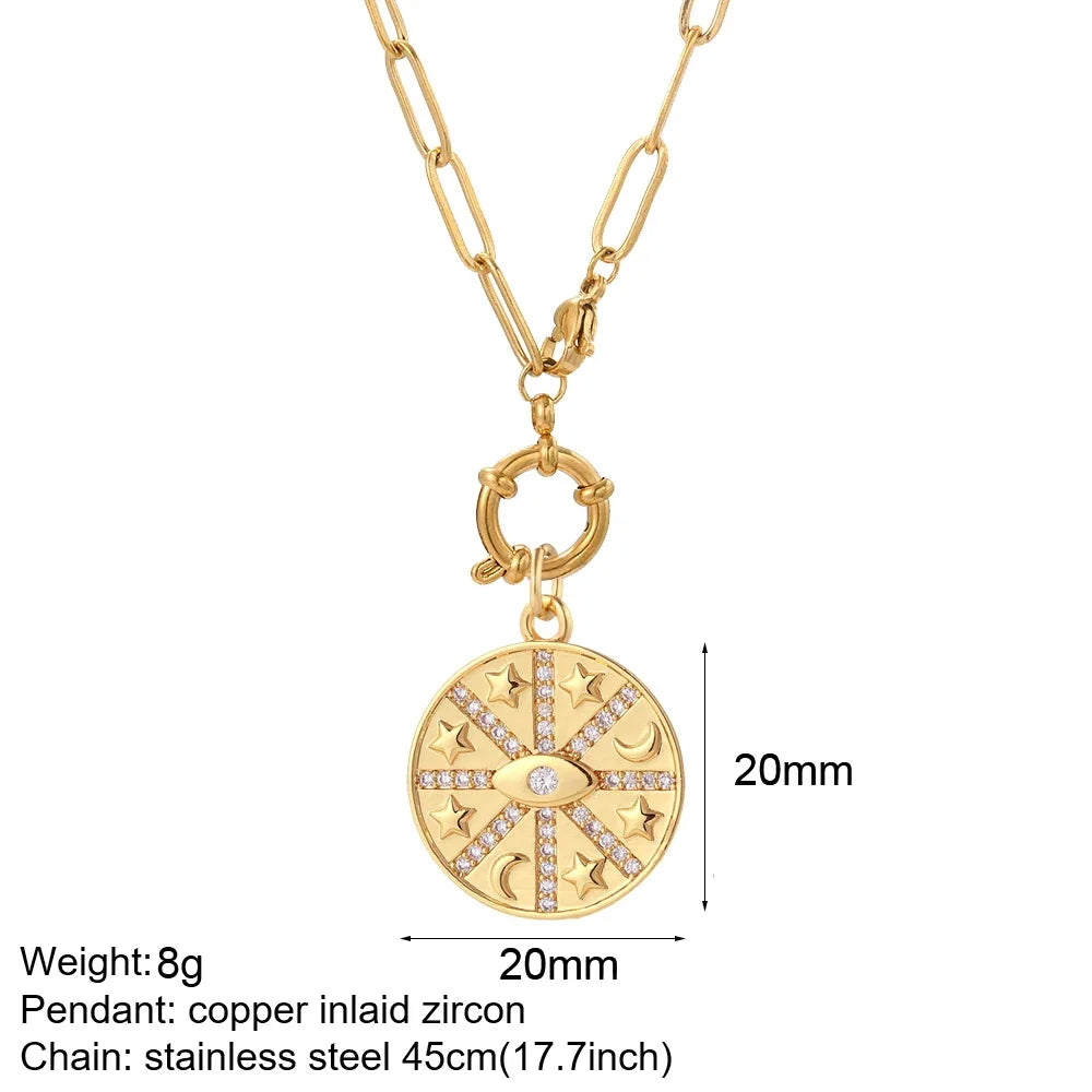Collier pendentif cœur, étoile et mauvais œil – modèle 10