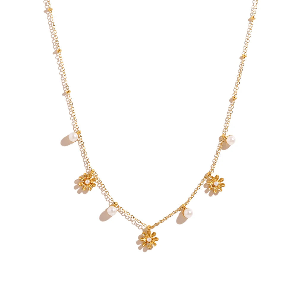 Collier perle et fleur vintage – modèle 1