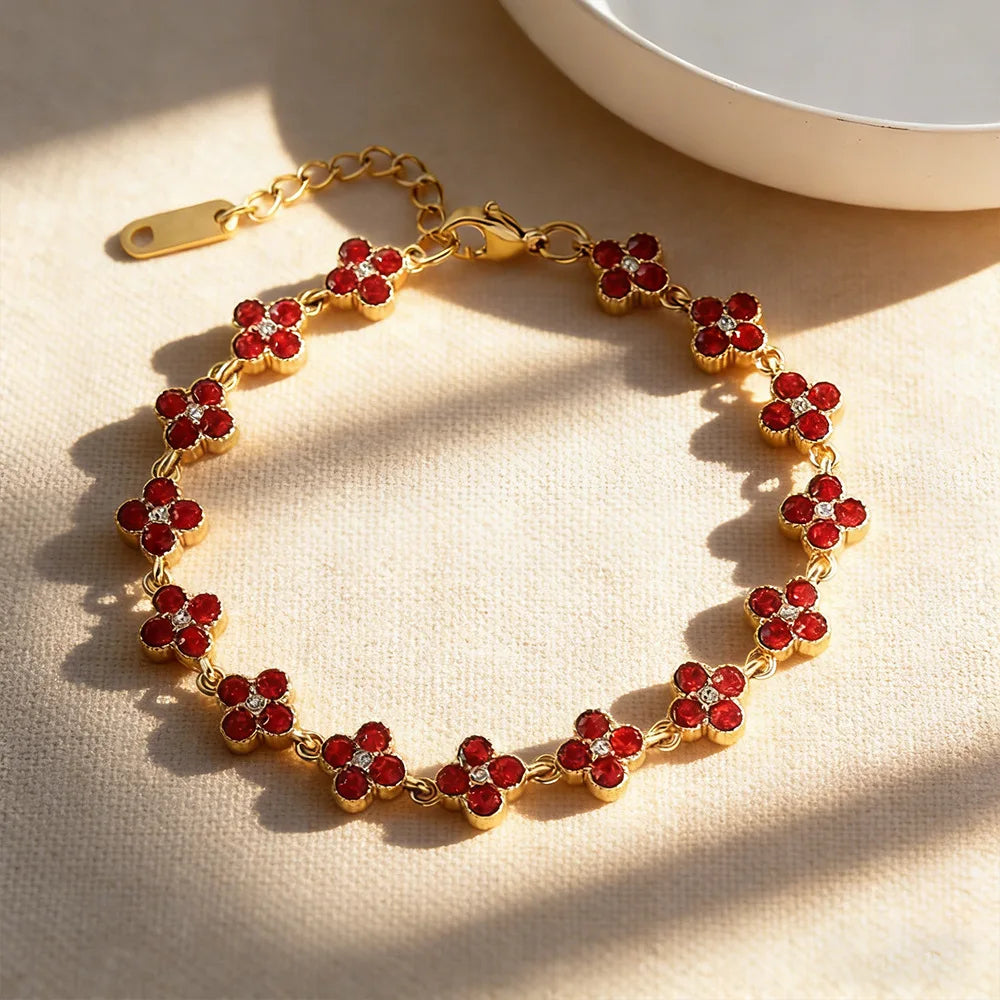 Bracelet ajustable fleurs zircon - Harmonia Ibiza
