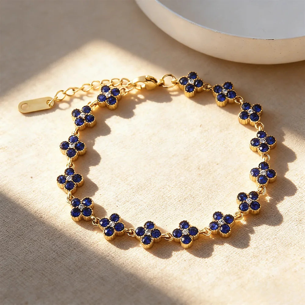 Bracelet ajustable fleurs zircon - Harmonia Ibiza