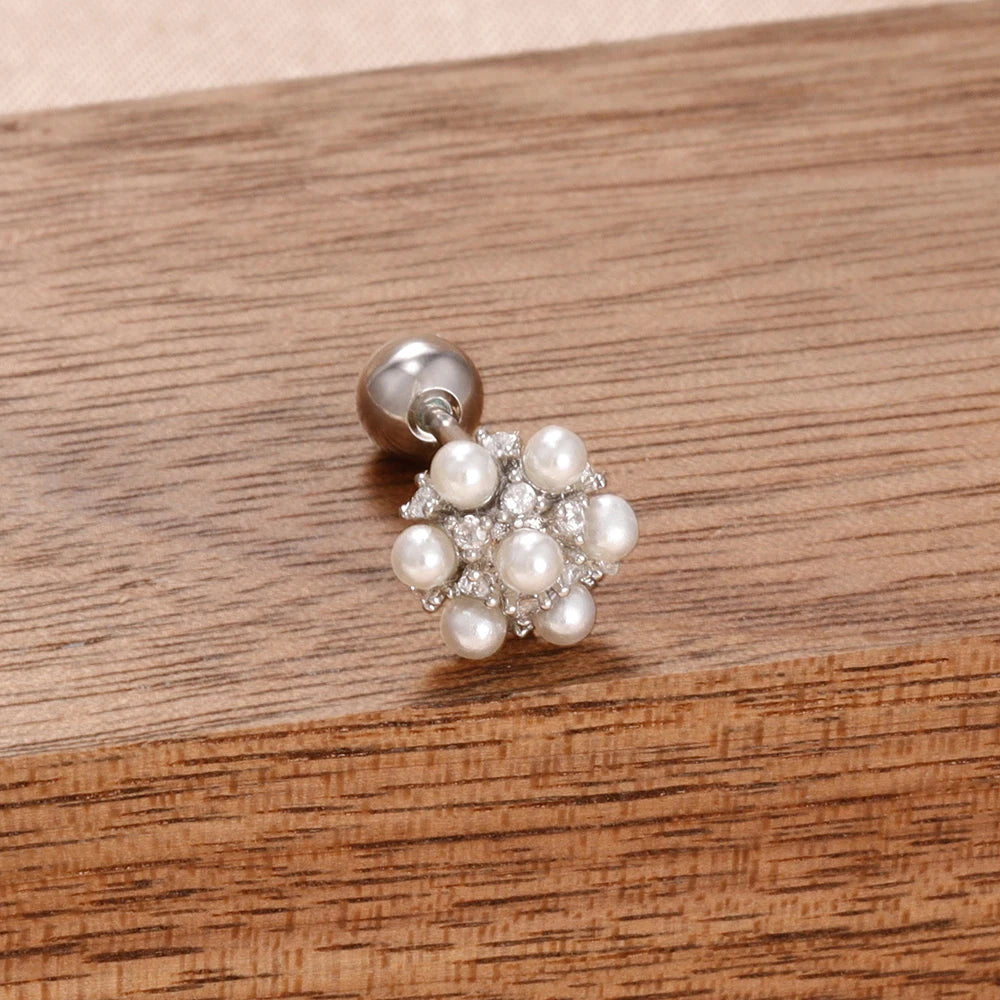 Puces d'oreilles cœur zircon – Argenté – blanc