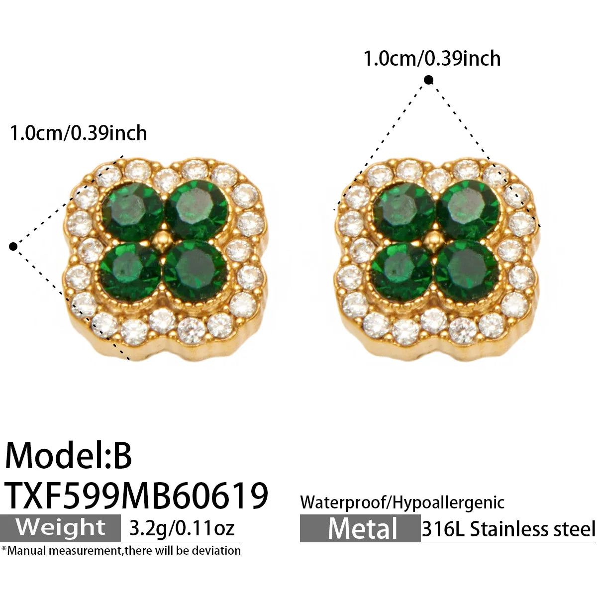 Parure zircons multicolores – Boucles d'oreilles A – coloris C