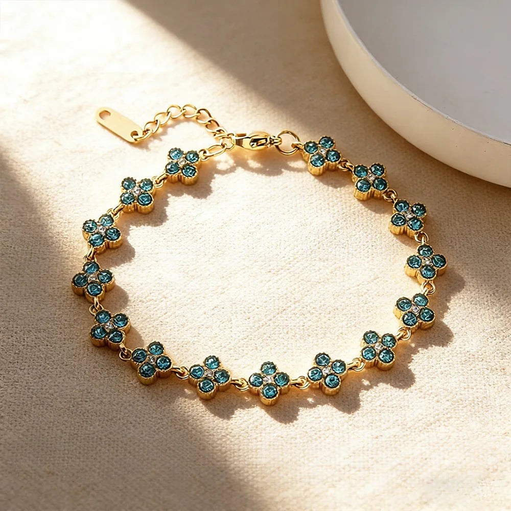 Bracelet ajustable fleurs zircon - Harmonia Ibiza