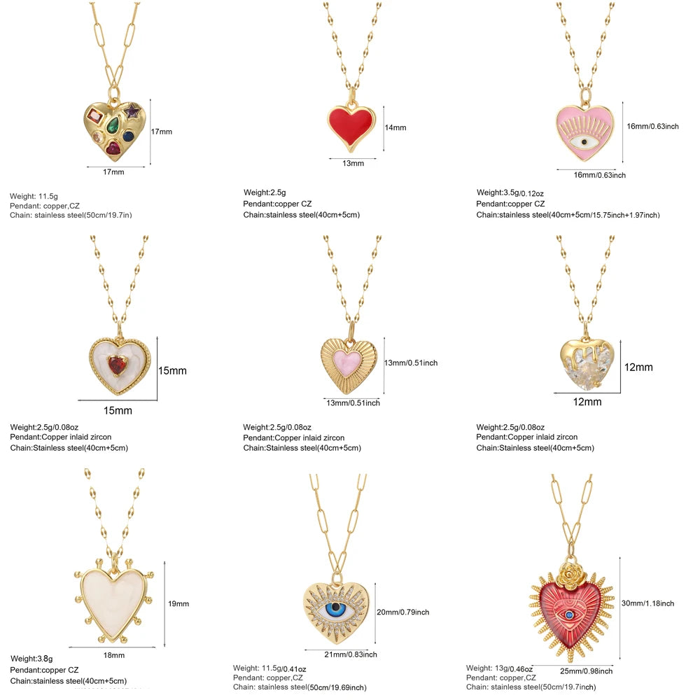 Collier long mauvais œil et cœur doré – vue 2