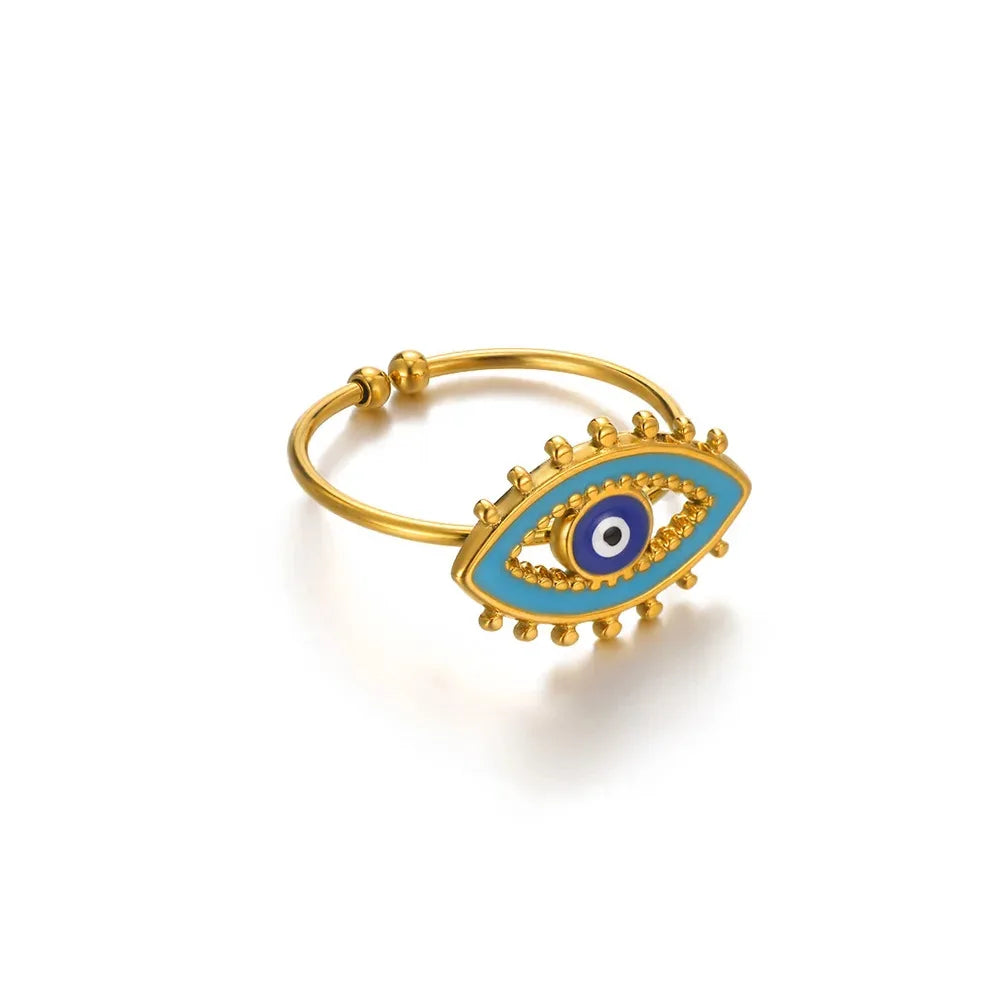 Bague œil protecteur acier inoxydable ajustable - Harmonia Ibiza