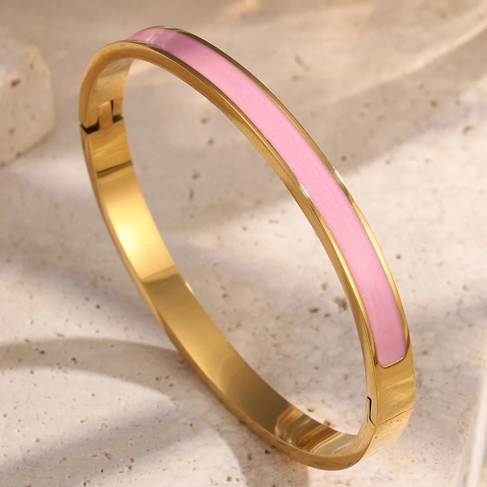 Bracelets dorés zircon rose - Harmonia Ibiza