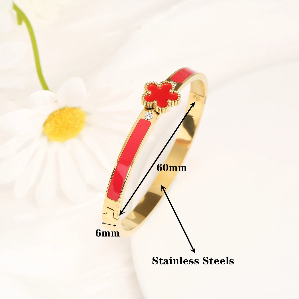 Bracelet ouvert fleur acier inoxydable - Harmonia Ibiza