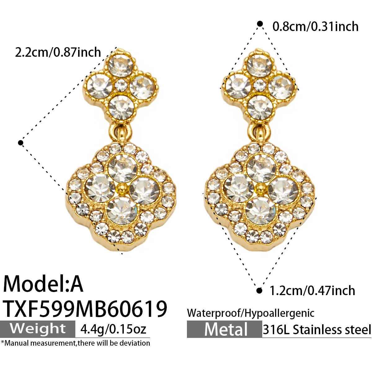 Parure zircons multicolores – Boucles d'oreilles B – coloris B