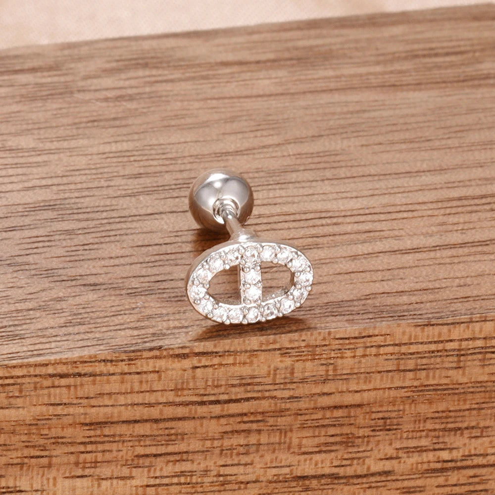 Puces d'oreilles cœur zircon – Argenté – blanc (modèle 5)