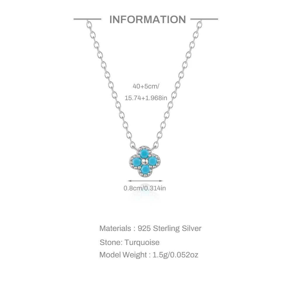 Collier trèfle porte-bonheur turquoise – vue 2