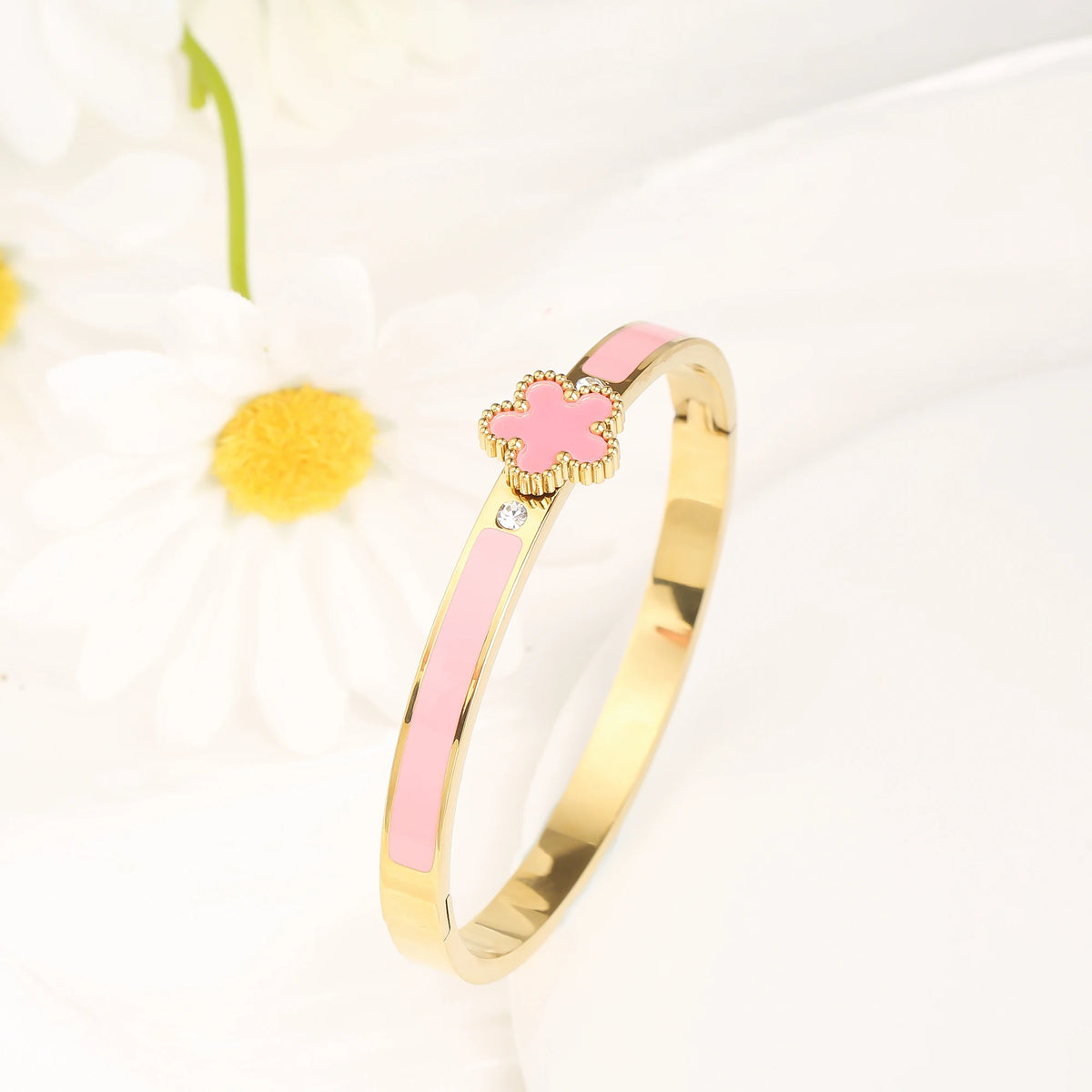 Bracelet ouvert fleur acier inoxydable - Harmonia Ibiza