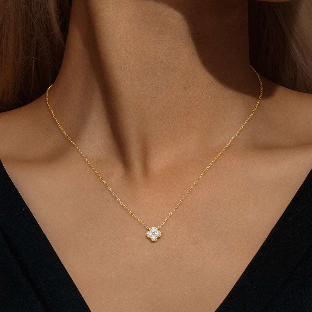 Collier trèfle porte-bonheur turquoise – vue 5