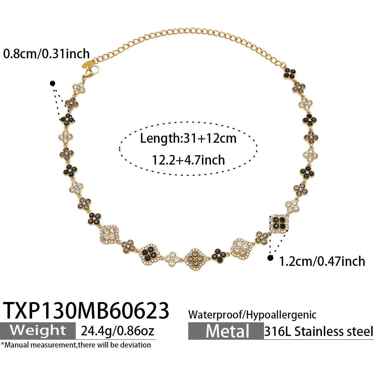 Parure zircons colorés – Collier – noir