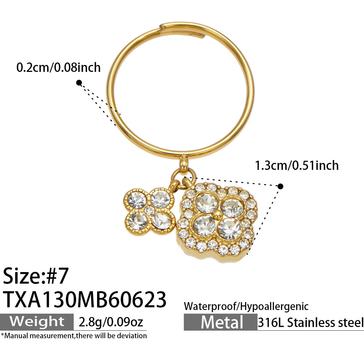 Parure zircons colorés – Bague – cristal