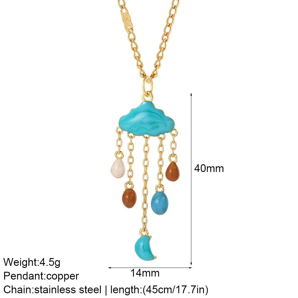 Collier pendentif cœur, étoile et mauvais œil – modèle 3