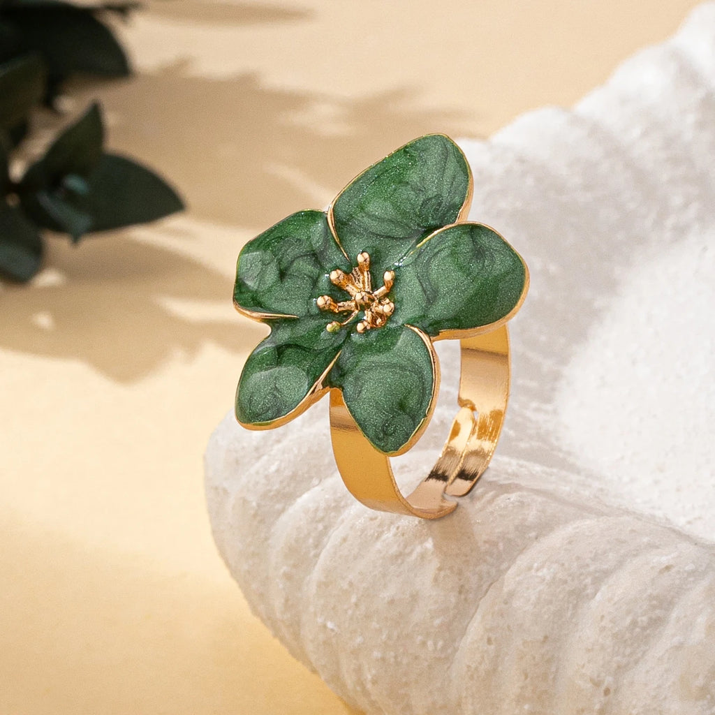 Bague fleur émaillée réglable – vue 2