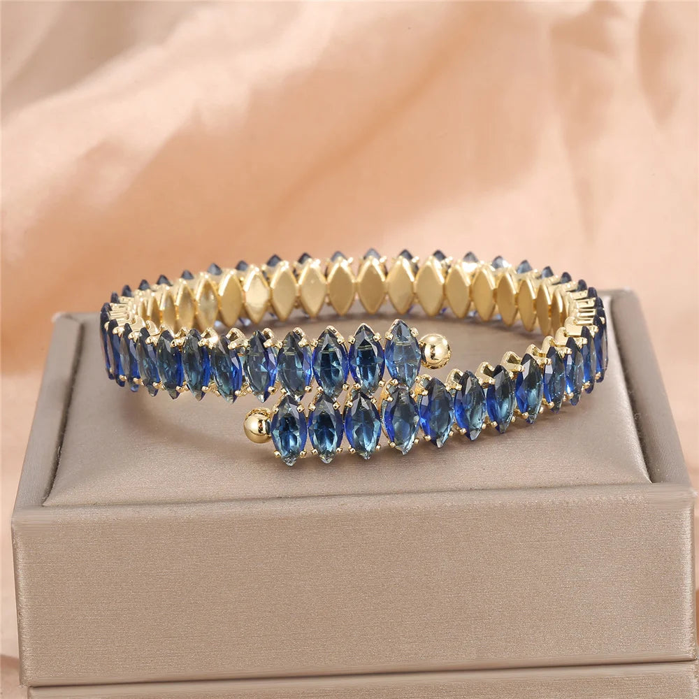 Bracelet ajustable pierres colorées – Bleu