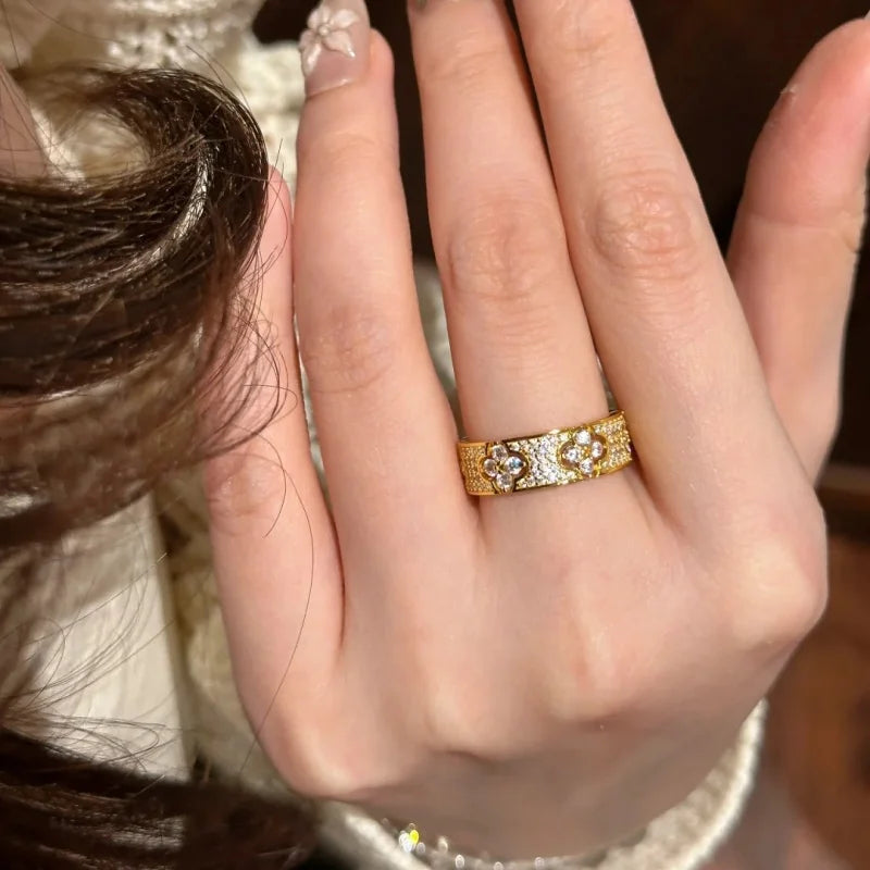 Bague réglable fleur de cristal – vue 3