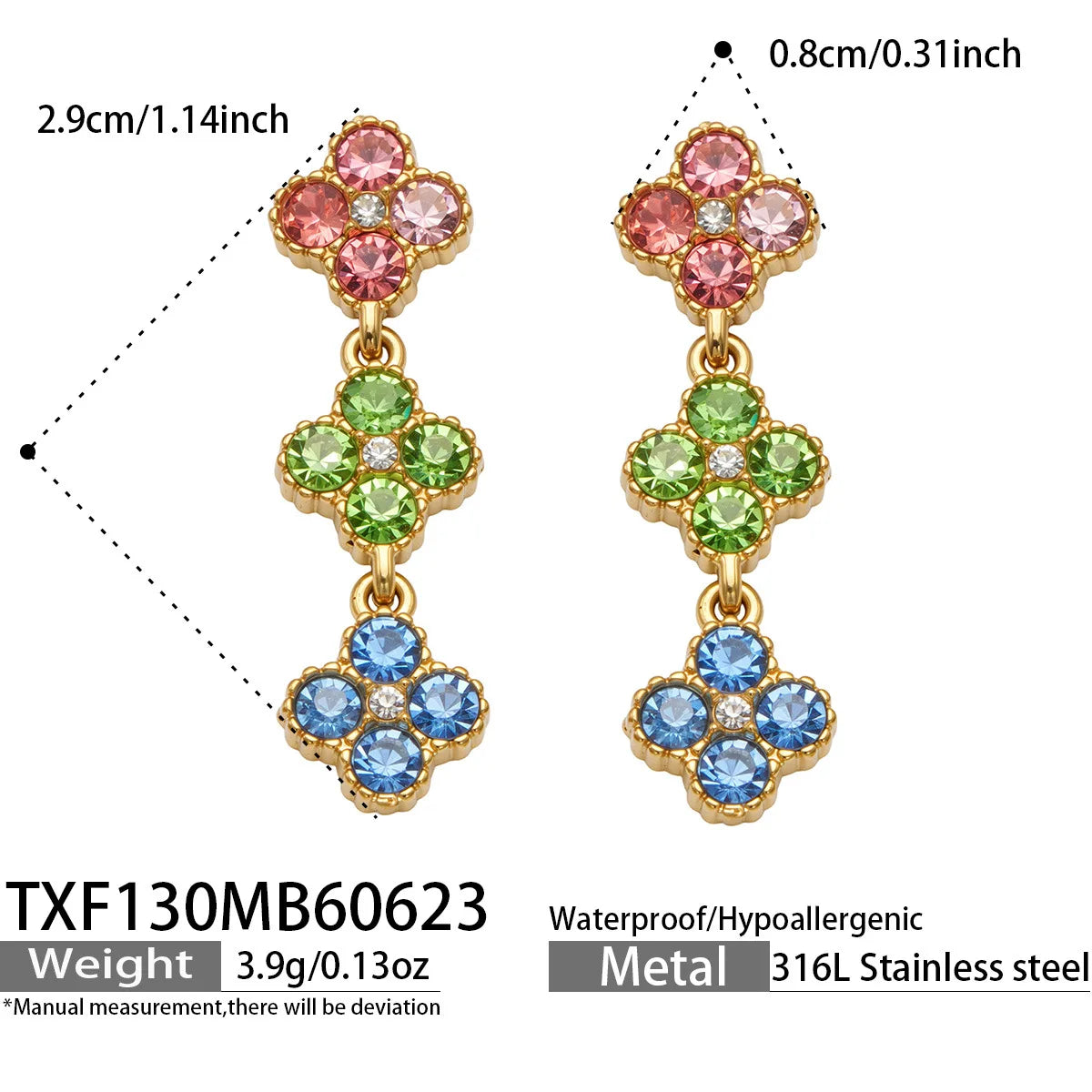 Parure zircons colorés