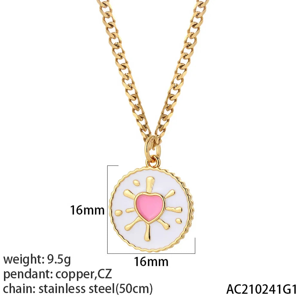 Collier pendentif cœur, étoile et mauvais œil – modèle 8
