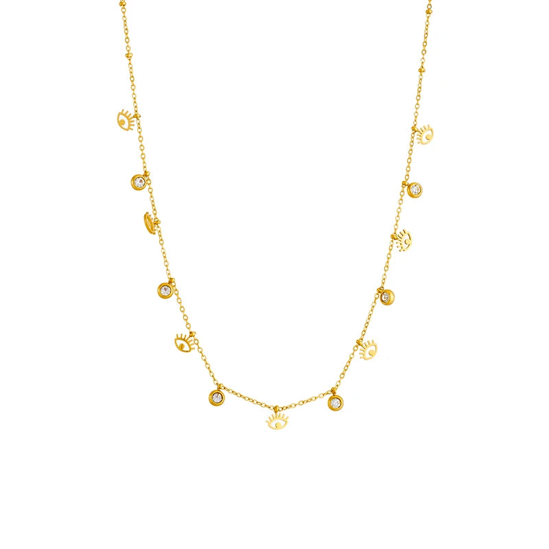 Collier acier inoxydable pendentif œil cristal - Harmonia Ibiza