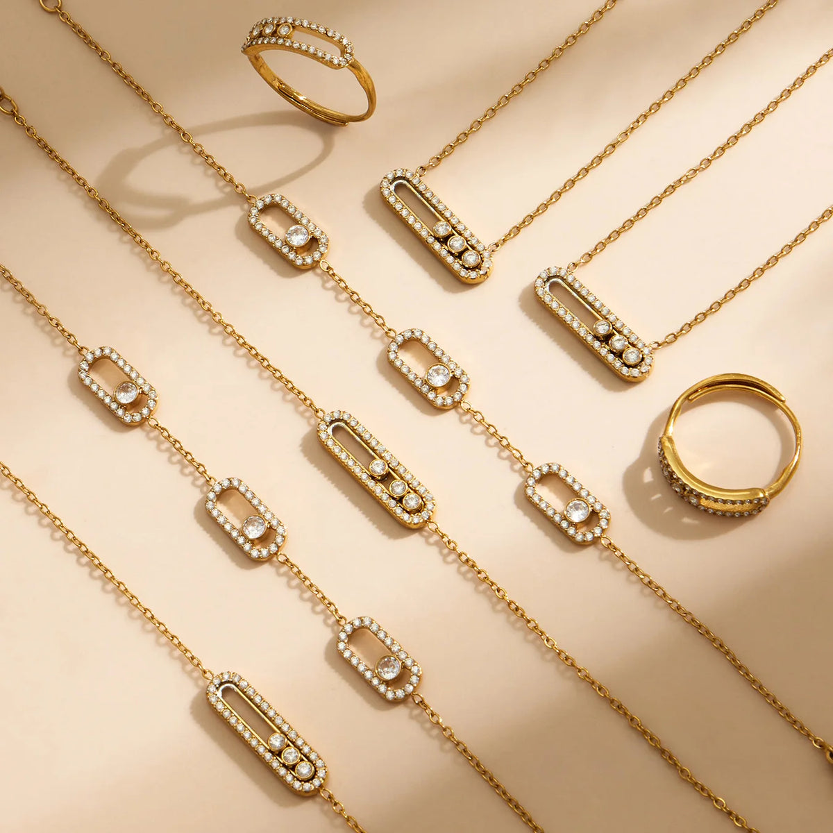 Parure collier, bracelet et bague zircon – Harmonia Ibiza