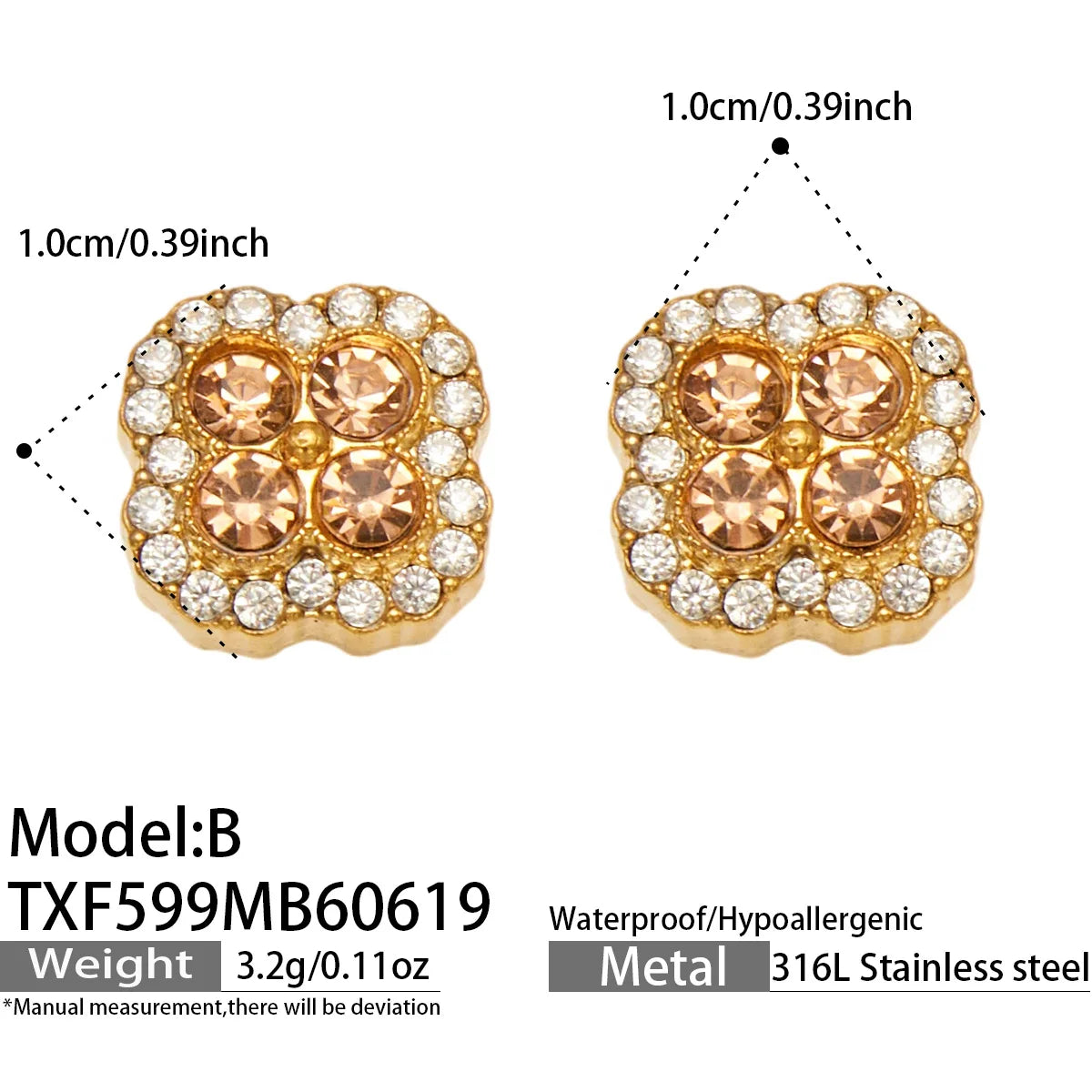 Parure zircons multicolores – Boucles d'oreilles A – coloris G