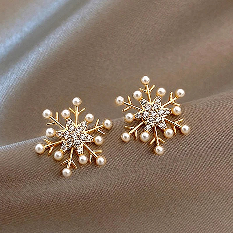 Boucles d'oreilles clous flocon de neige zircon – modèle 1