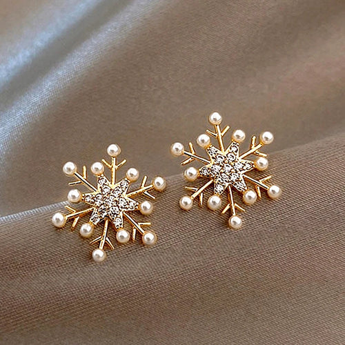 Boucles d'oreilles clous flocon de neige zircon – modèle 1