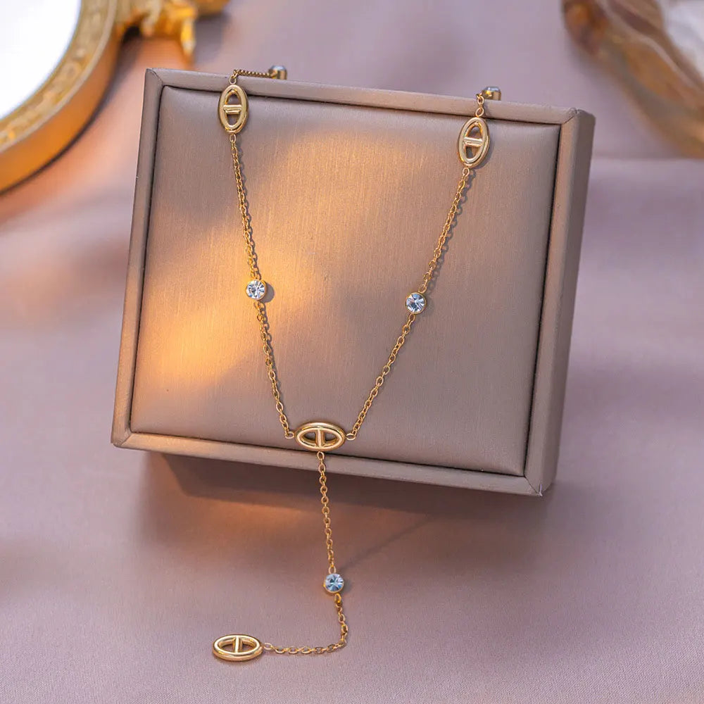 Collier long en Y maillons ovales – vue 3