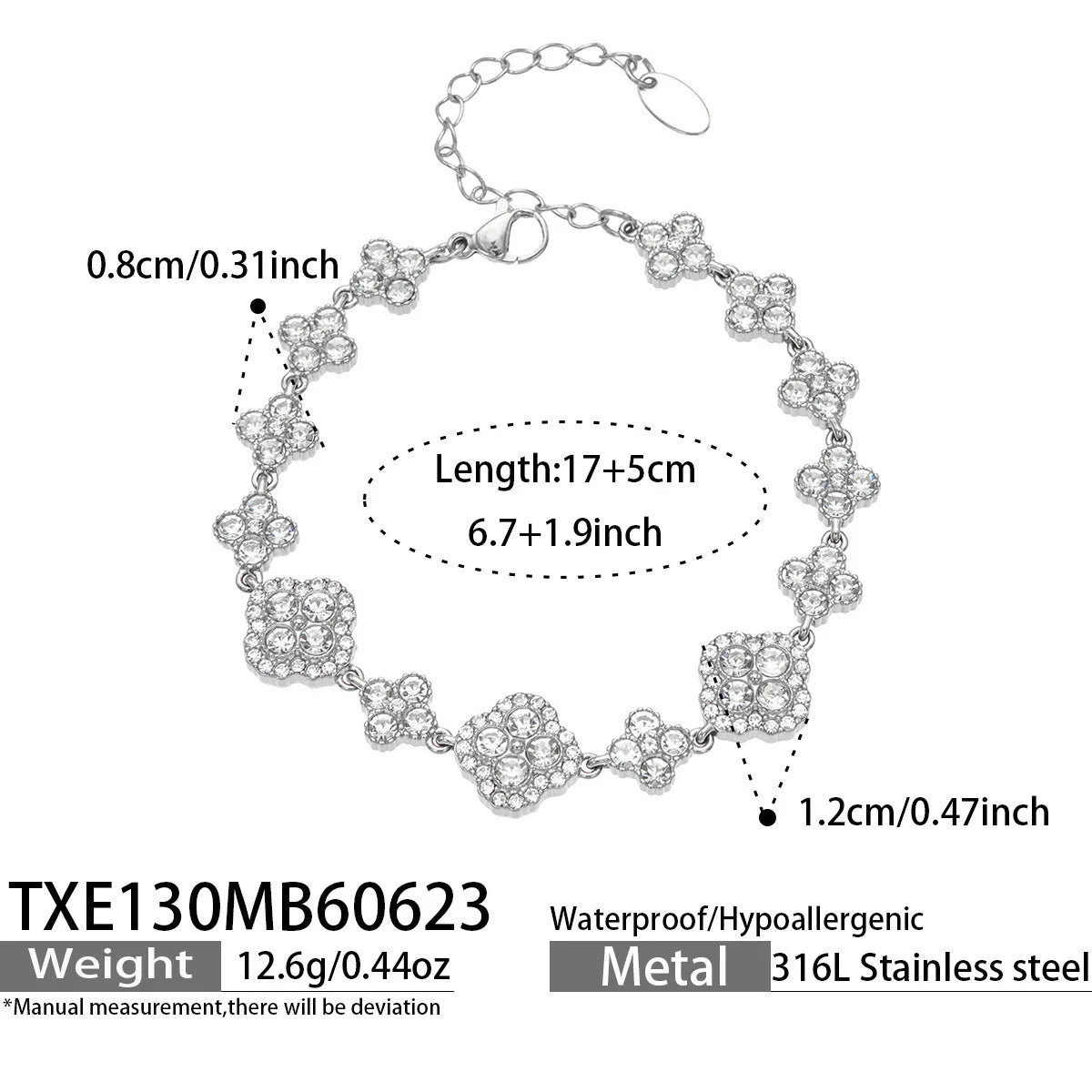 Parure zircons colorés – Bracelet – argenté