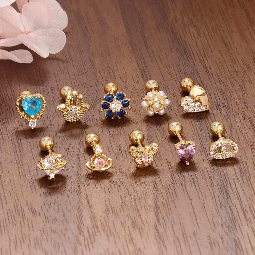 Puces d'oreilles cœur zircon – Harmonia Ibiza