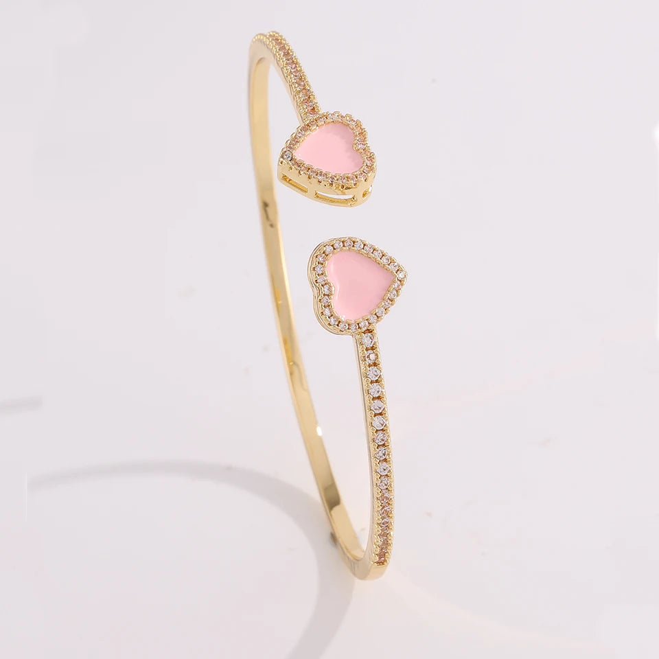 Bracelets dorés zircon rose - Harmonia Ibiza