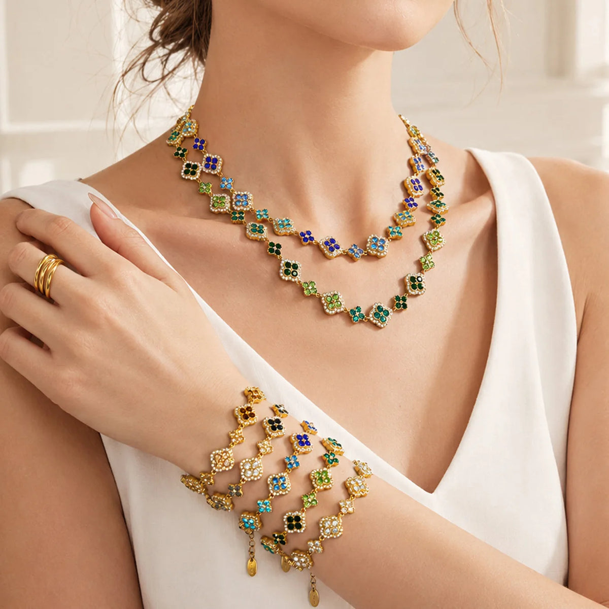 Parure zircons multicolores – Harmonia Ibiza