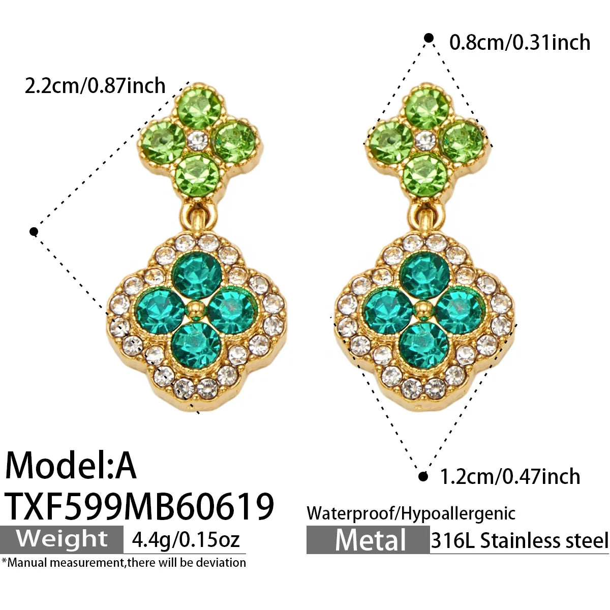 Parure zircons multicolores