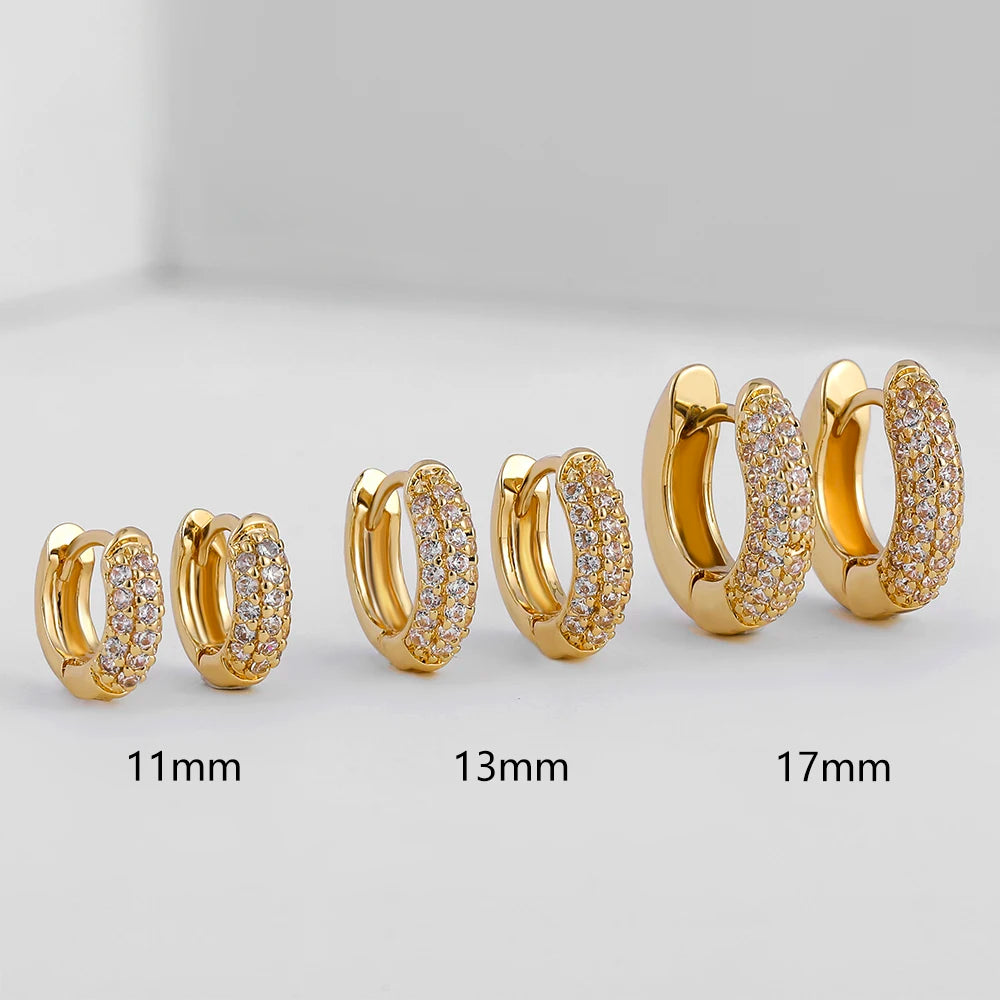 Créoles huggie zircon – Doré / 13 mm