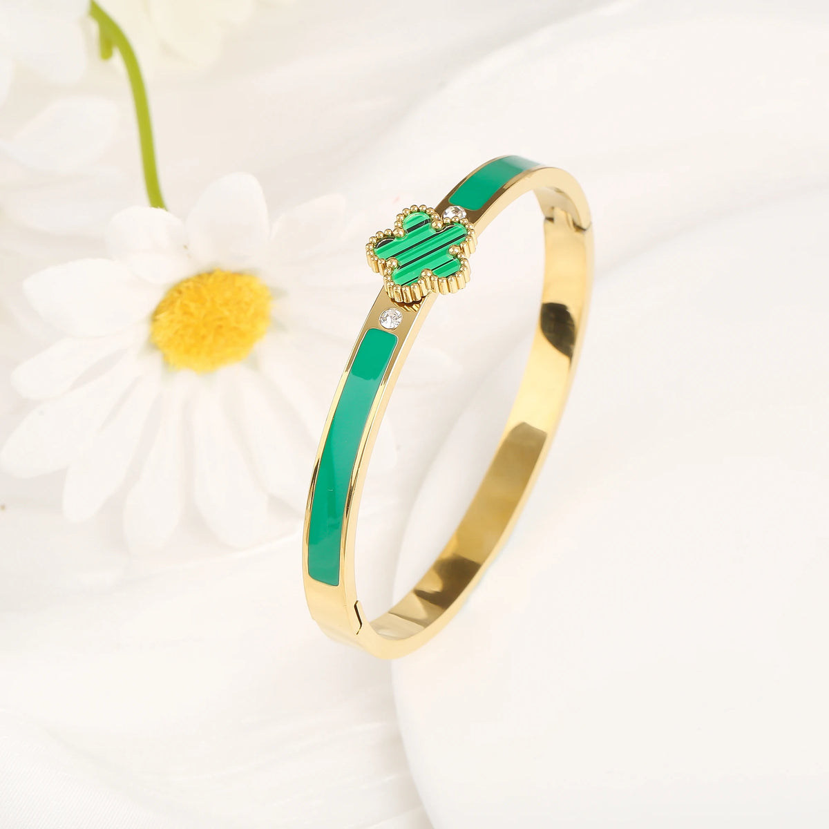 Bracelet ouvert fleur acier inoxydable - Harmonia Ibiza