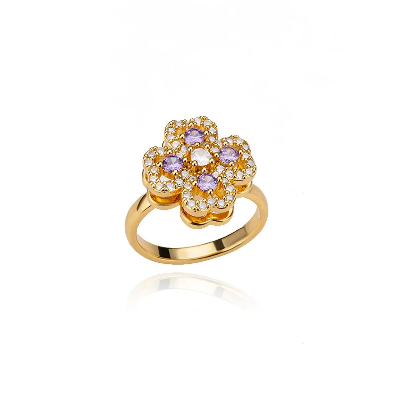Bague anti-stress spinner trèfle doré – modèle 1