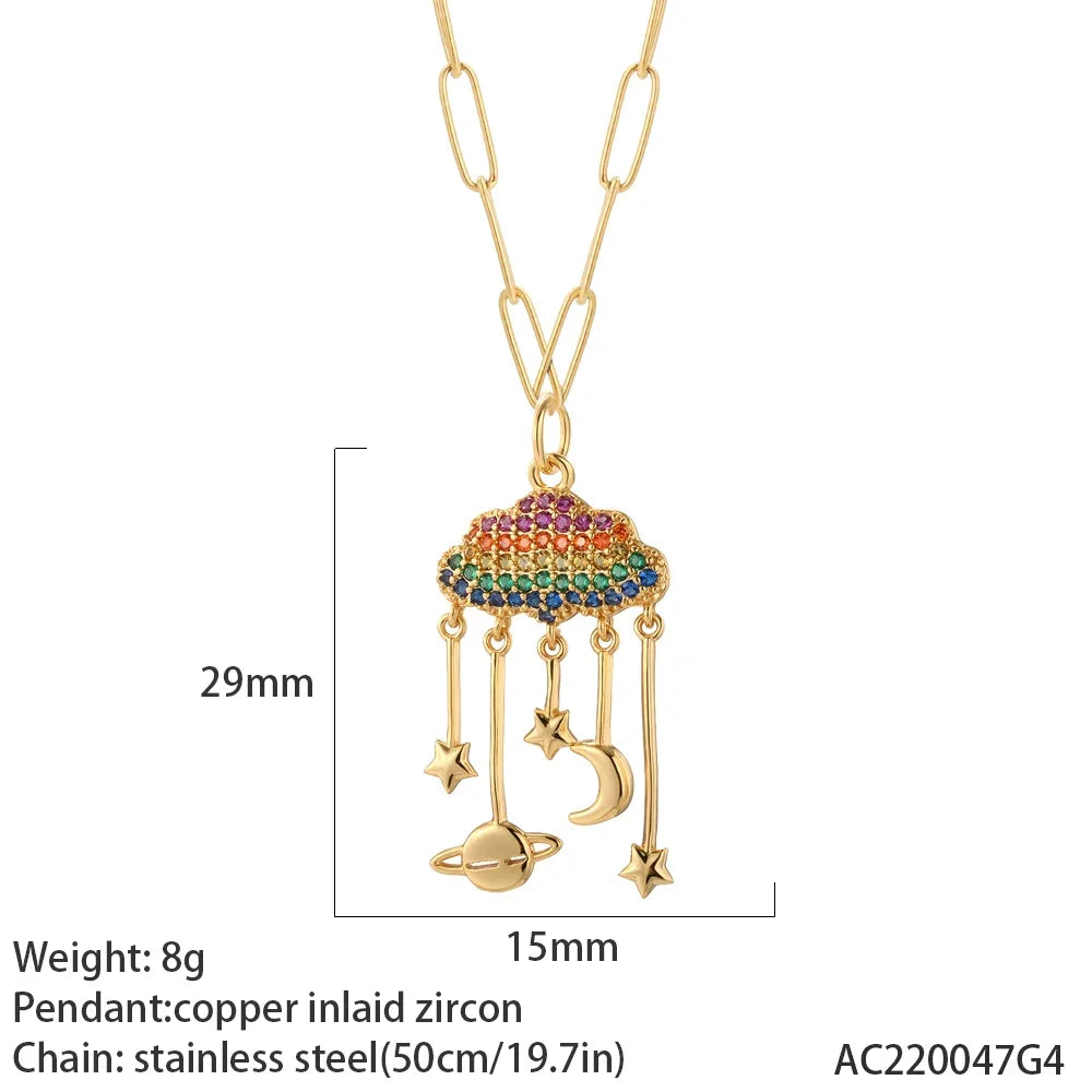 Collier pendentif cœur, étoile et mauvais œil – modèle 16