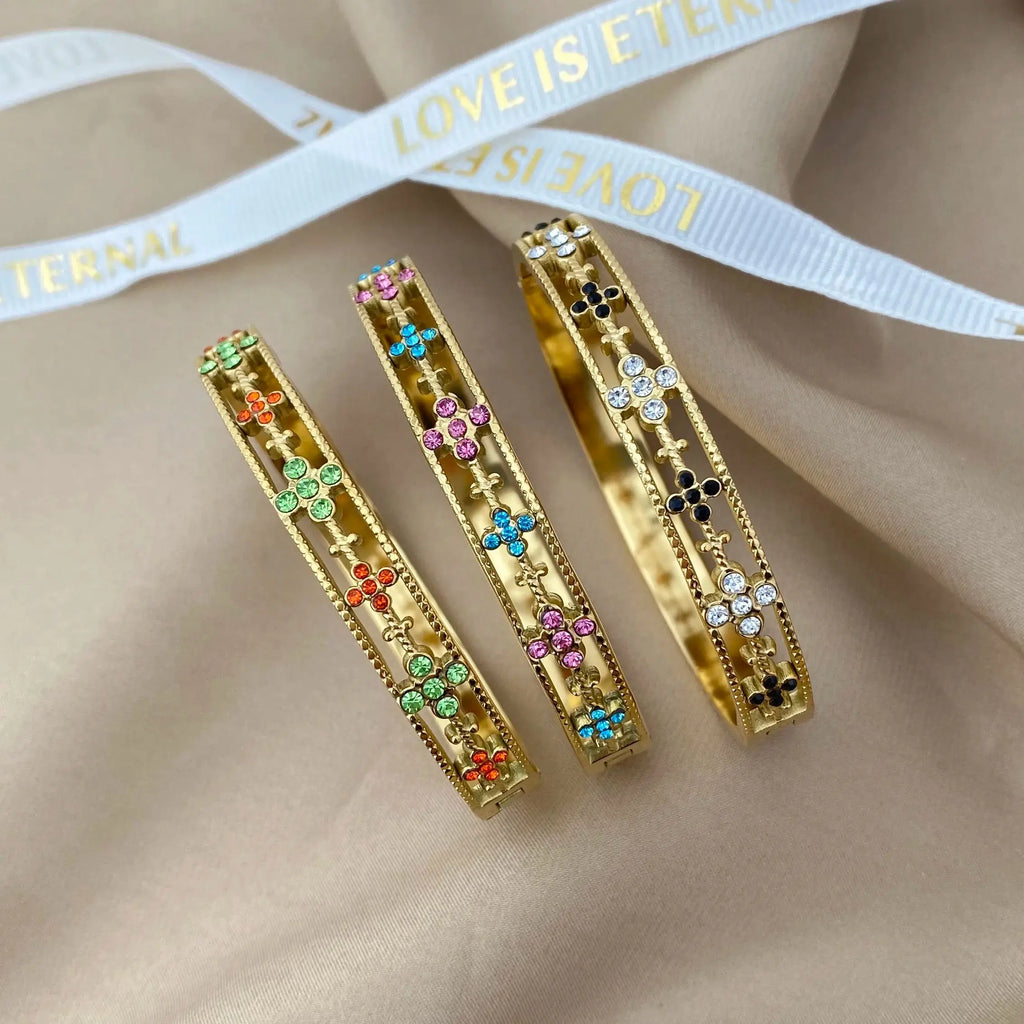 Bracelet trèfle à quatre feuilles zircon – vue 3