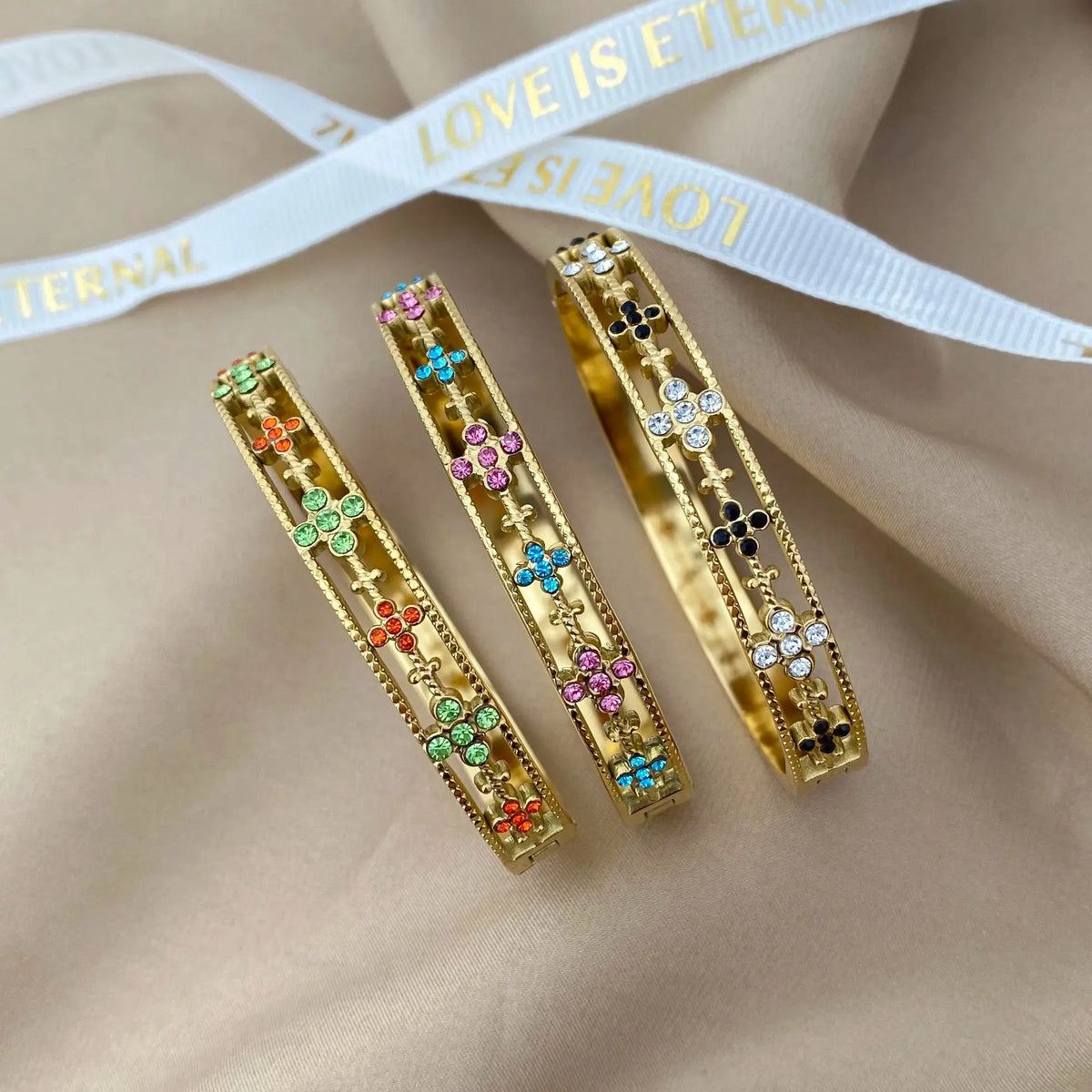 Bracelet trèfle à quatre feuilles zircon – vue 3