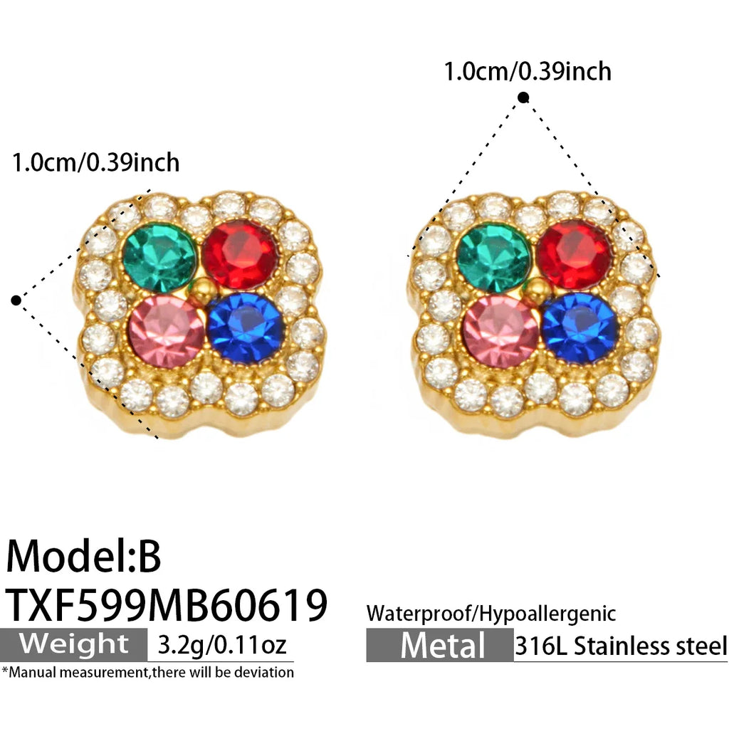 Parure zircons multicolores – Boucles d'oreilles A – coloris H