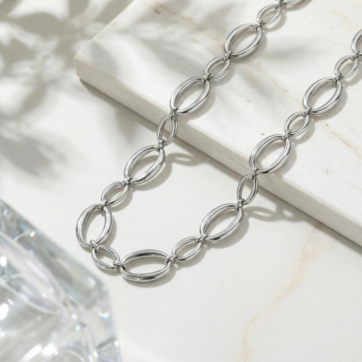 Collier ras-du-cou maillons épais – Argenté