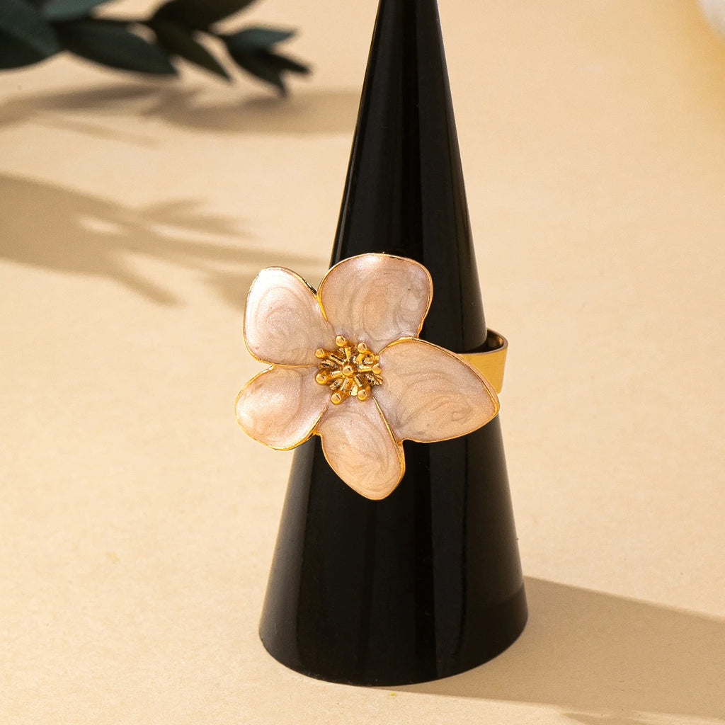 Bague fleur émaillée réglable – vue 3